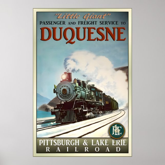 Duquesne P&LE Railroad New Retro Train Poster (Front)