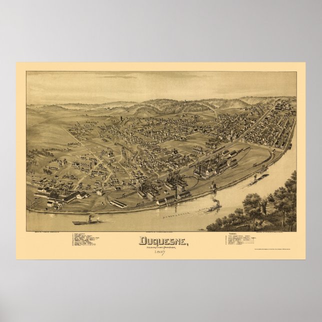 Duquesne, PA Panoramic Map - 1897 Poster (Front)