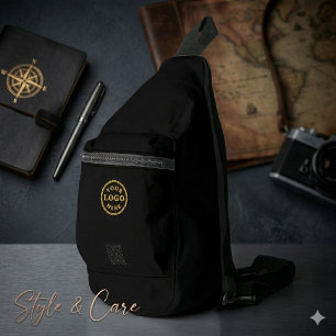 Durable Black Sling Bag with Printed Company Detai