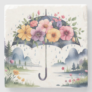 Durable & Decorative Drink Protector Floral Stone Coaster