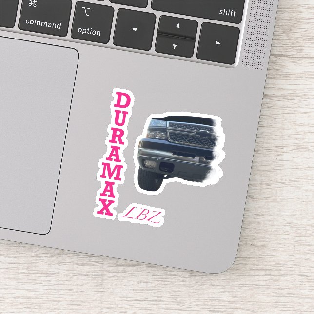 Duramax LBZ Black Truck Sticker with pink stripes  (Detail)