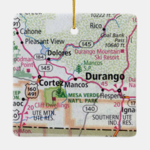 Durango and Cortez CO Ceramic Ornament
