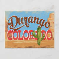 Durango Colorado Cartoon Desert Vintage Travel
