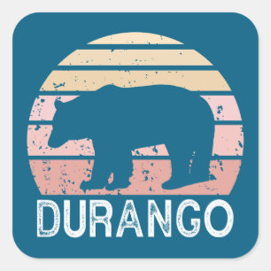 Durango Colorado Retro Bear Square Sticker