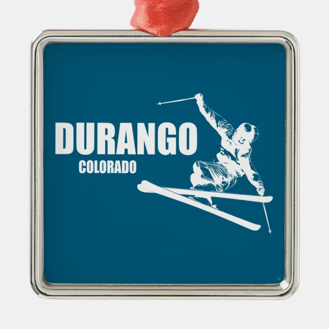 Durango Colorado Skier Metal Ornament (Front)