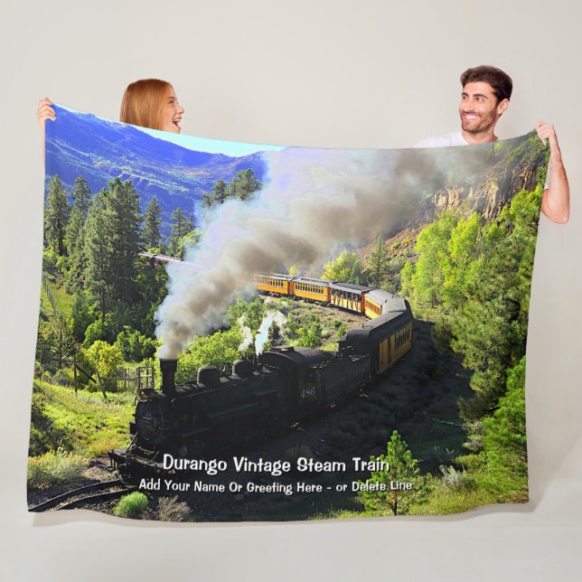 Durango Vintage Steam Train -  Add Name            Fleece Blanket (In Situ)