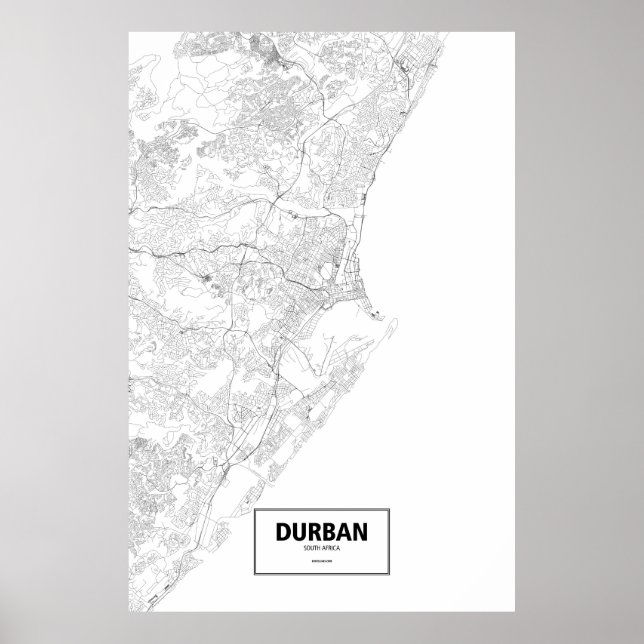 Durban, South Africa (black on white) Poster (Front)
