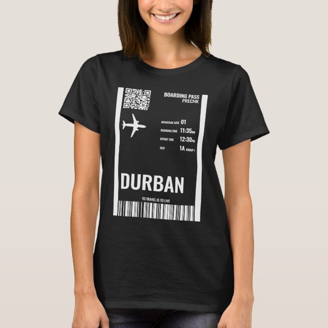 Durban South Africa Boarding Pass Airline Ticket T T-Shirt (Front)