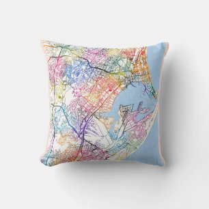 Durban South Africa City Map Cushion