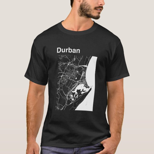 Durban South Africa Classic City Map Graphic T-Shirt (Front)