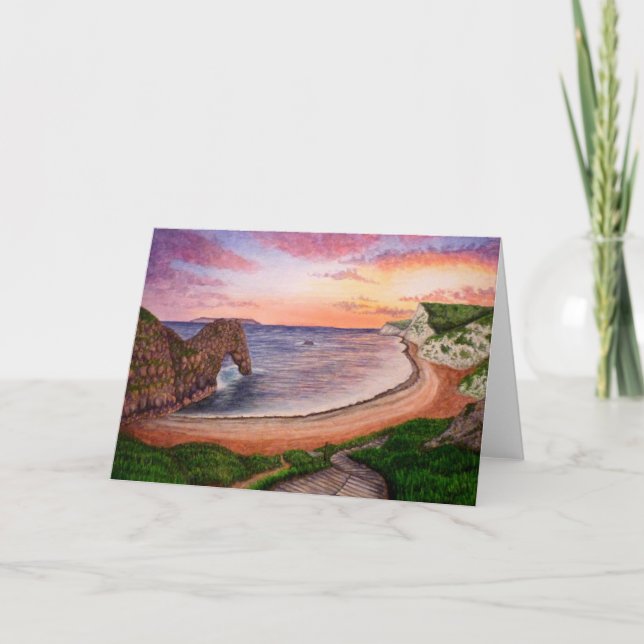 Durdle Door Sunset Greeting Card (Front)