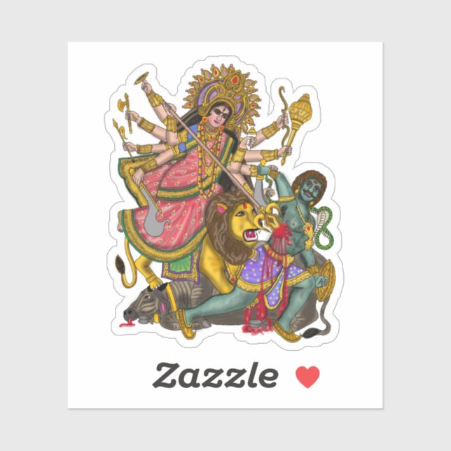 Durga Killing Mahishasura Sticker (Sheet)