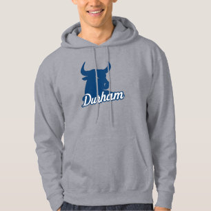 Durham Bull Head Logo – Bold Blue Script City Hoodie