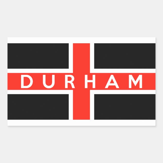 durham city flag england british text name rectangular sticker (Front)