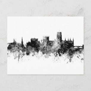 Durham England Skyline Cityscape Black White Postcard