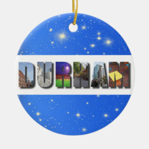 Durham North Carolina City Travel Photos Christmas Ceramic Ornament