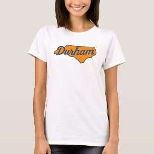 Durham North Carolina Script Design – State Shape T-Shirt