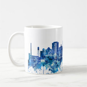 Durham North Carolina Skyline Blue Coffee Mug