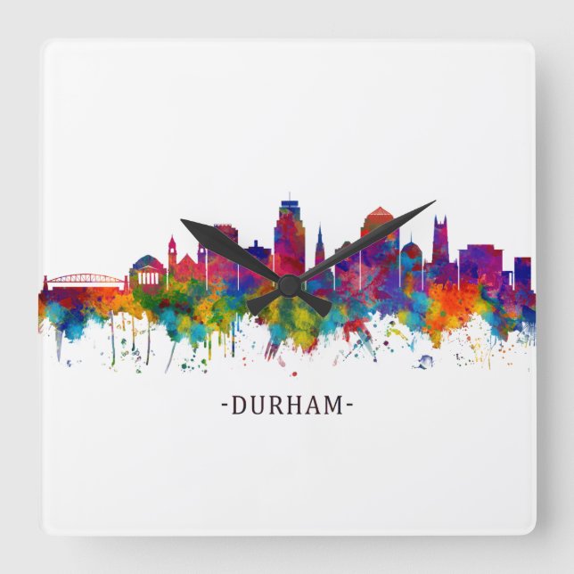 Durham North Carolina Skyline Square Wall Clock (Front)