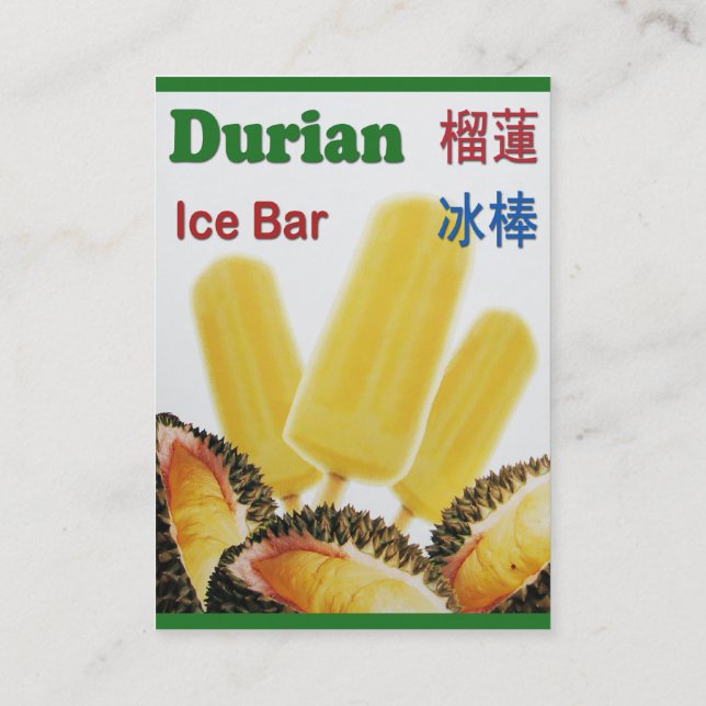 Durian Ice Bar Tropical Fruit Popsicle Business Card (Back)