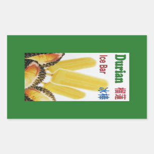 Durian Ice Bar Tropical Fruit Popsicle Rectangular Sticker