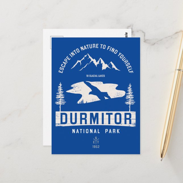 Durmitor National Park Montenegro White Design Postcard (Front/Back In Situ)