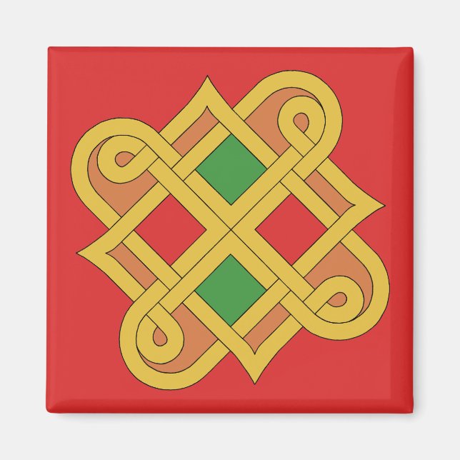 Durrow Knotwork 2016 Red and Green Magnet (Front)