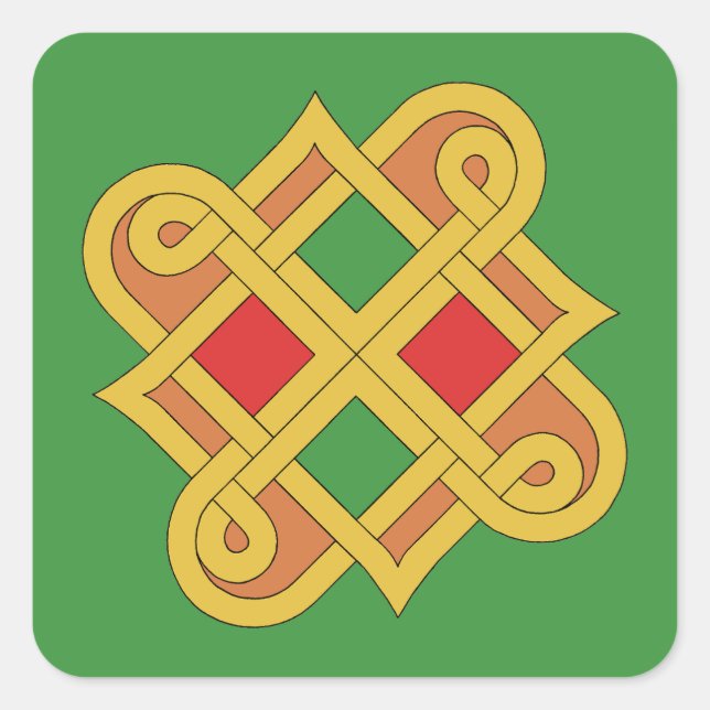 Durrow Knotwork 2016 Red and Green Square Sticker (Front)