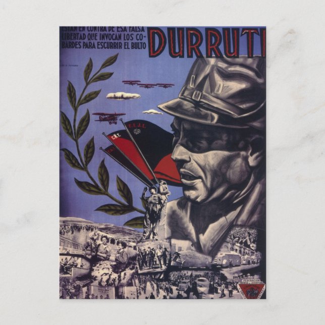 Durruti spanish civil war original poster 1936 FAI Postcard (Front)