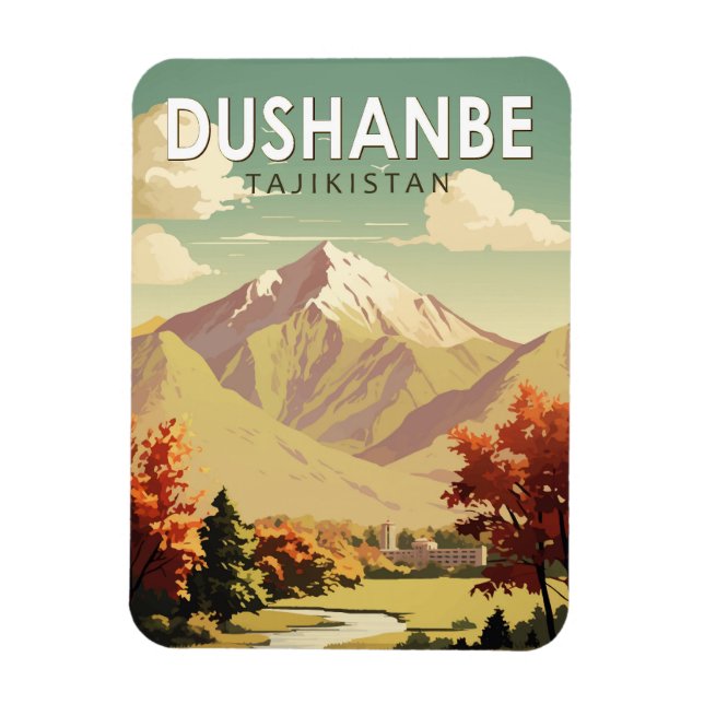 Dushanbe Tajikistan Travel Art Vintage Magnet (Vertical)