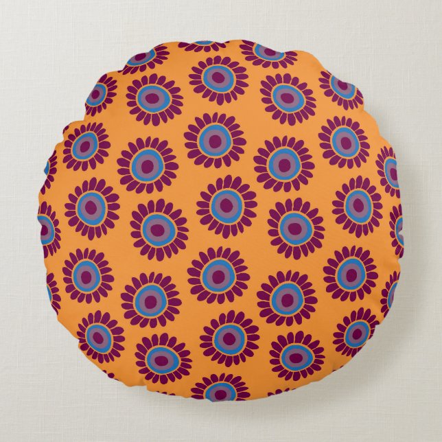 Dushi Sunflower Pattern 3 Round Cushion (Front)