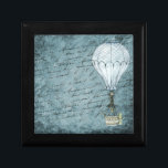 Dusk Blue Hot Air Balloon Steampunk Handwriting Gift Box<br><div class="desc">This design features a Victorian Steampunk Hot Air Balloon gently flying in front of a scrapbook background page filled with handwriting washed with shades of soft, dusk blue. This serene design is loved by men and woman equally, making it great for a gift for anyone on your list who loves...</div>