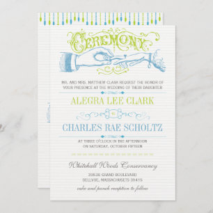 Dusk Blue Lime Modern Vintage Typography Invite