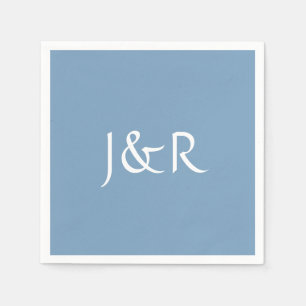 Dusk Blue Monogram Paper Napkins