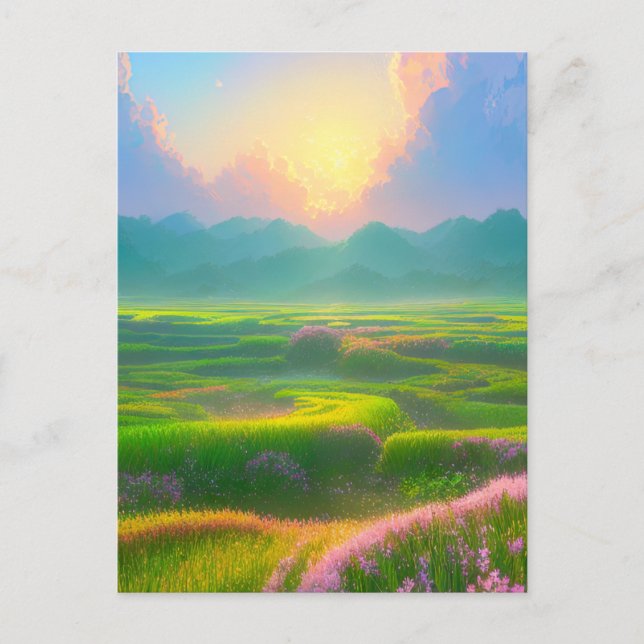 Dusk in The Grassy Field Postcard (Front)