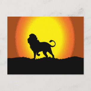 Dusk lion silhouette postcard