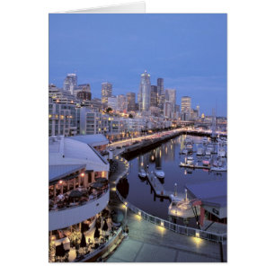 Dusk on Bell Harbour in Seattle, Washington.