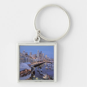 Dusk on Bell Harbour in Seattle, Washington. Key Ring