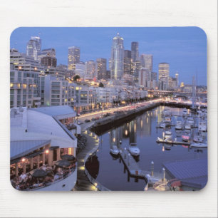 Dusk on Bell Harbour in Seattle, Washington. Mouse Pad