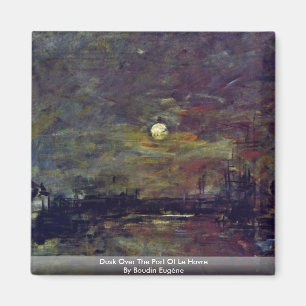 Dusk Over The Port Of Le Havre By Boudin Eugène Magnet