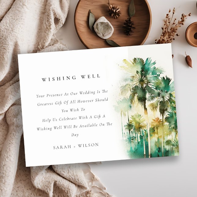 Dusk Tropical Palm Trees Wedding Wishing Well  Enclosure Card (Creator Uploaded)