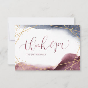 Dusk Watercolor Geometric Modern calligraphy Thank You Card