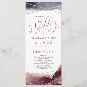 Dusk Watercolor Geometric Modern Wedding Program