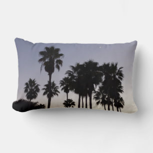 Dusk with Palm Trees Tropical Scene Lumbar Cushion