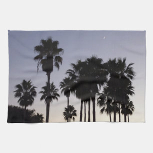 Dusk with Palm Trees Tropical Scene Tea Towel