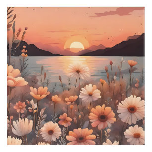 Dusk's Delight: Flower Whispers in the Sunset Acrylic Print
