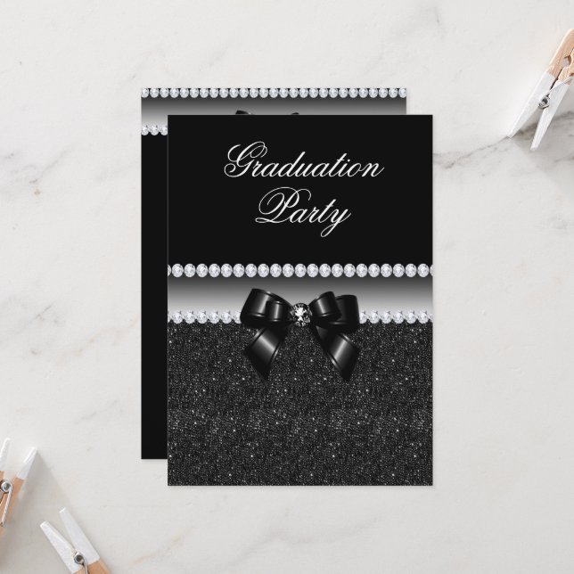 Dusky Black Graduation Party Invitation (Front/Back In Situ)