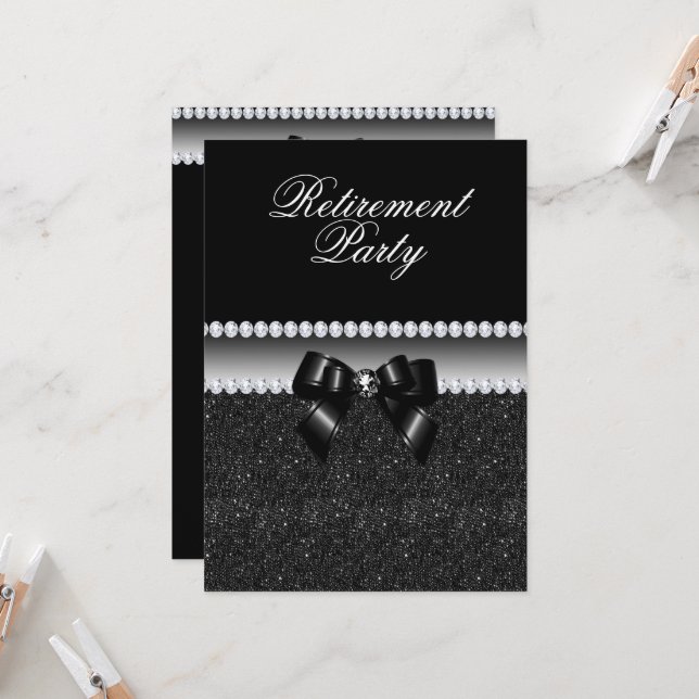 Dusky Black Retirement Party Invitation (Front/Back In Situ)