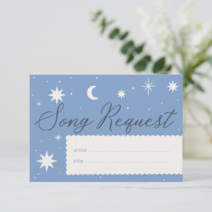 Dusky blue boho star wedding music request card