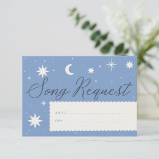 Dusky blue boho star wedding music request card